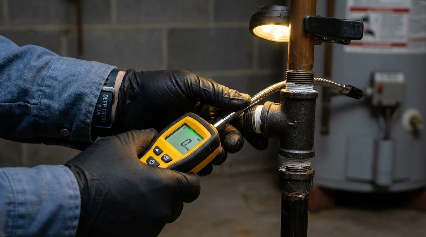 Gas leak detection with electronic sniffer by Johns Plumbing LLC in Tacoma