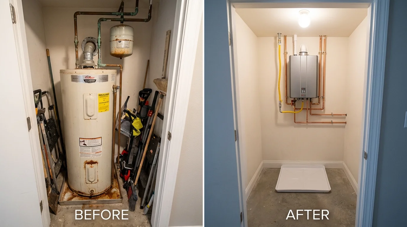 Tank water heater versus wall-mounted tankless unit comparison for Tacoma, WA homeowners