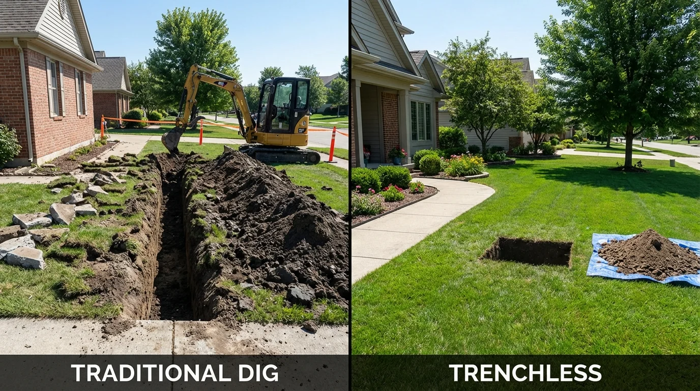 Trenchless sewer repair with minimal yard damage versus traditional excavation in Tacoma, WA